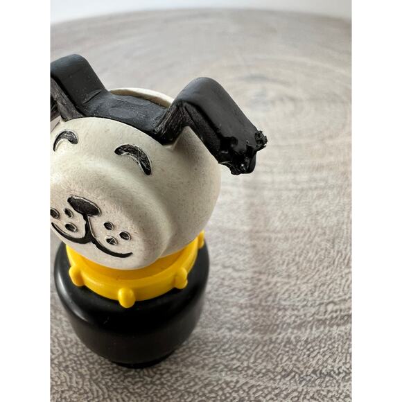 Vintage Fisher-Price Little People Puppy Dog Black and White Yellow Collar - Picture 3 of 4